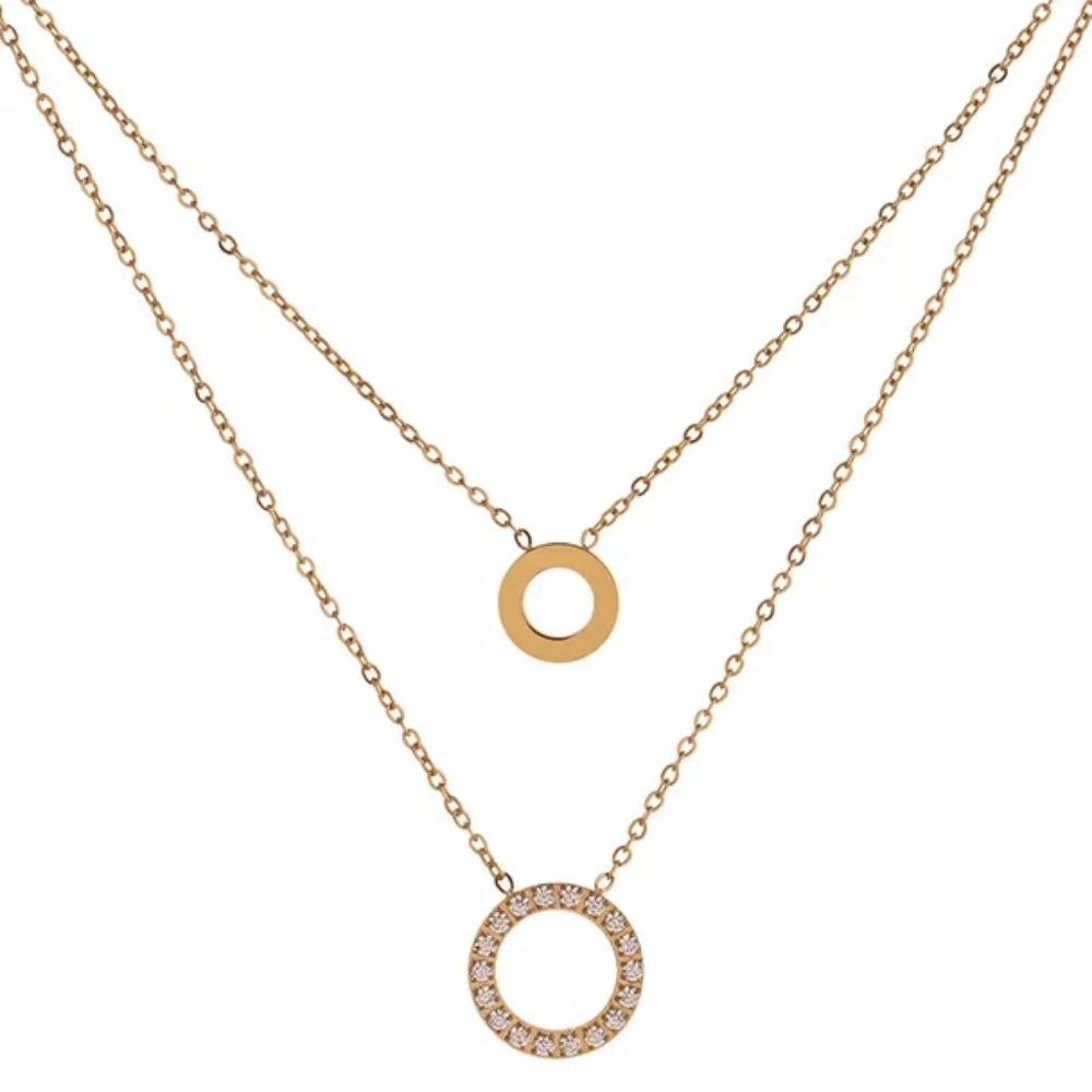 Pretty Round Hollow Layered Chain Necklace